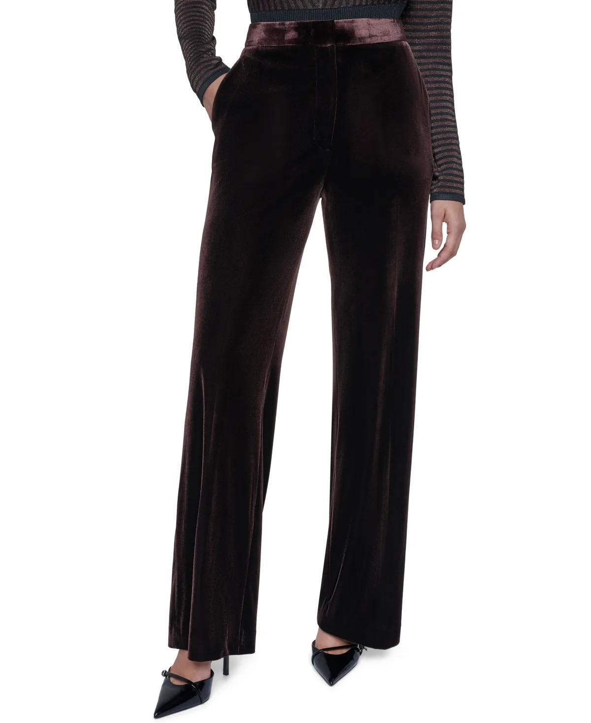 High-Waisted Straight Velvet Pants by Sonia Rykiel