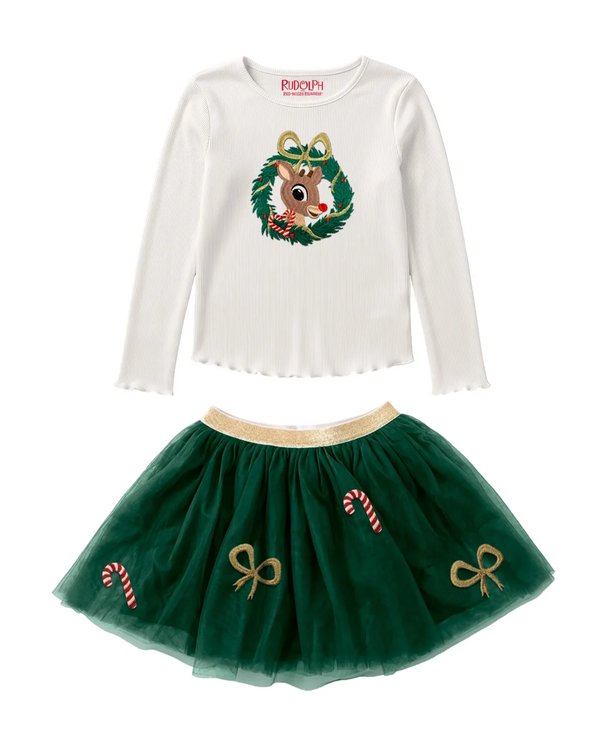Rudolph Holiday Tulle Top and Skirt, 2-Piece Set by Kate Mack
