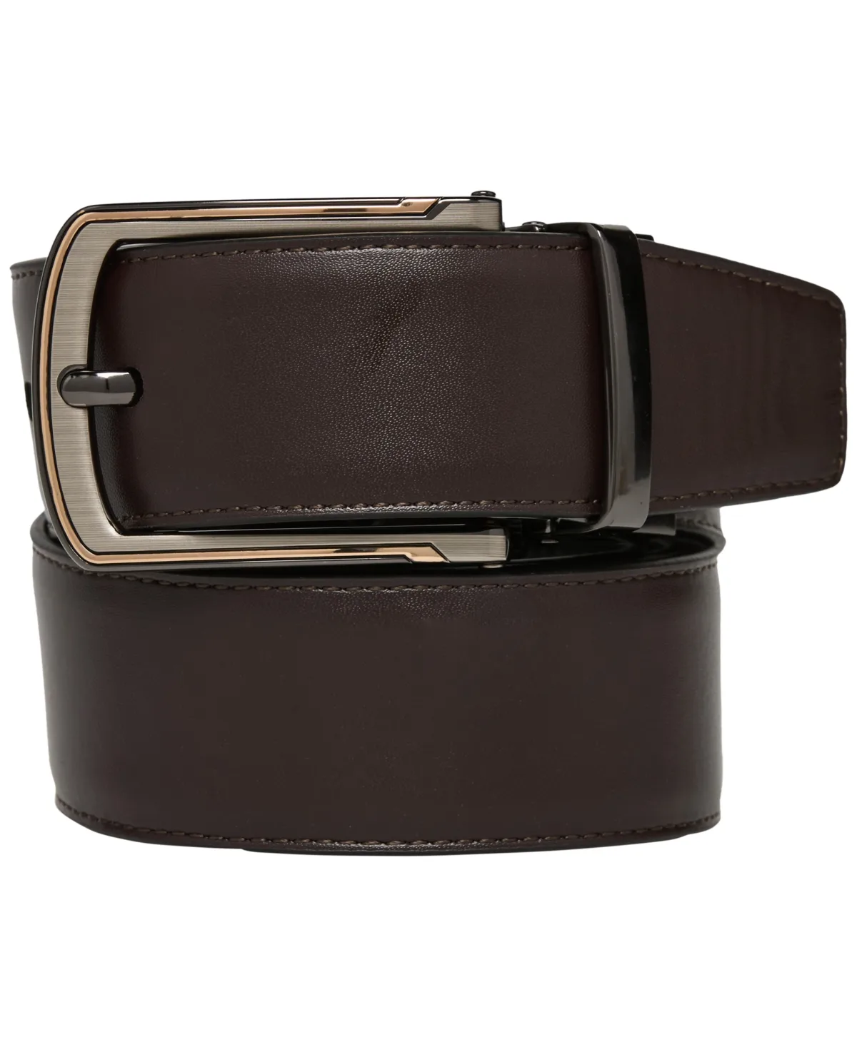 Portfolio Gold Line Leather Belt by Perry Ellis