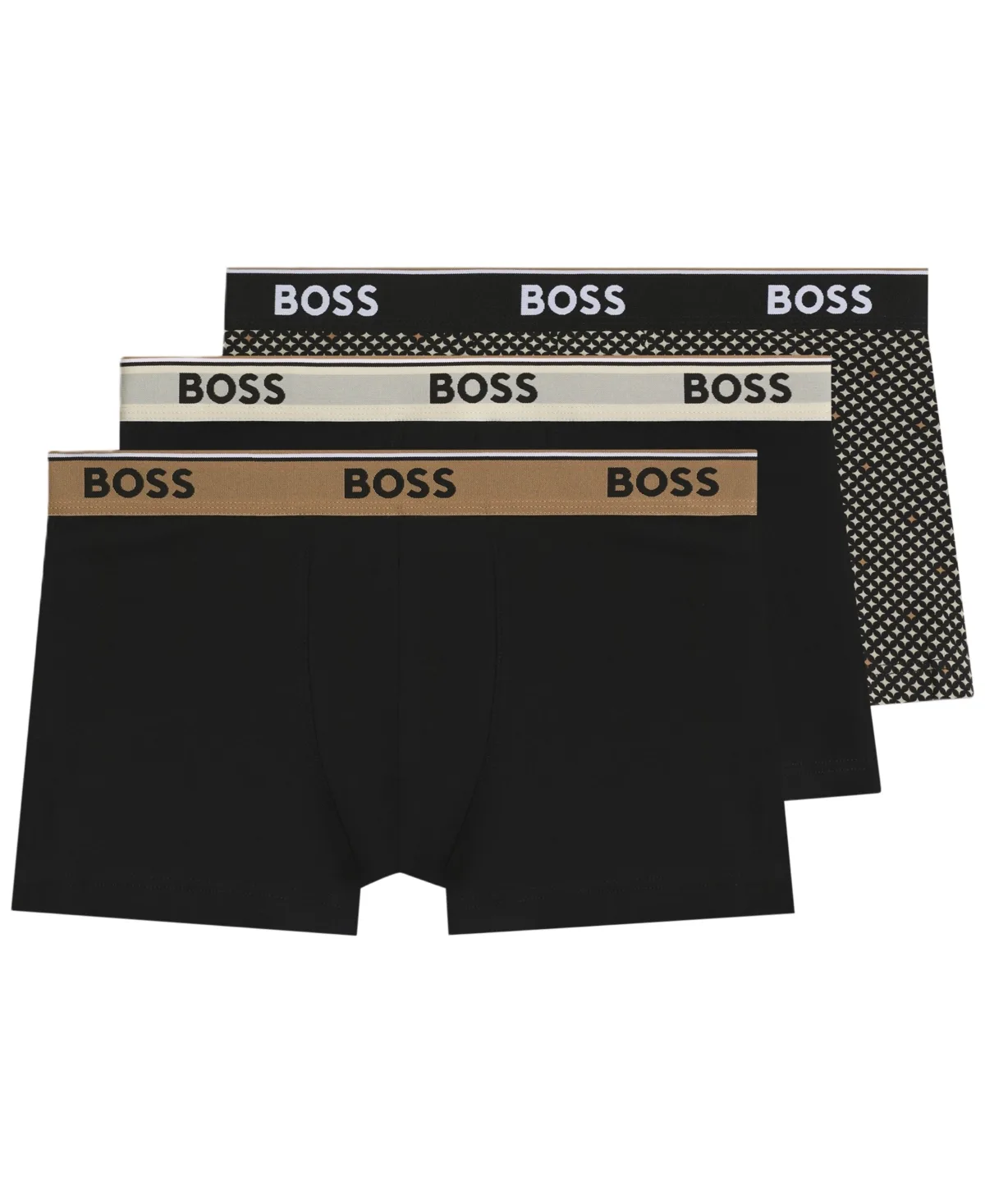Boss by Hugo Boss Power All-Over-Pattern Exposed-Waistband Trunks, 3-Piece Set by Hugo Boss