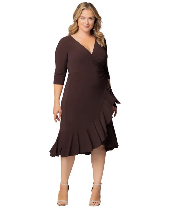 Whimsy Ruffled Midi Wrap Dress by Kiyonna