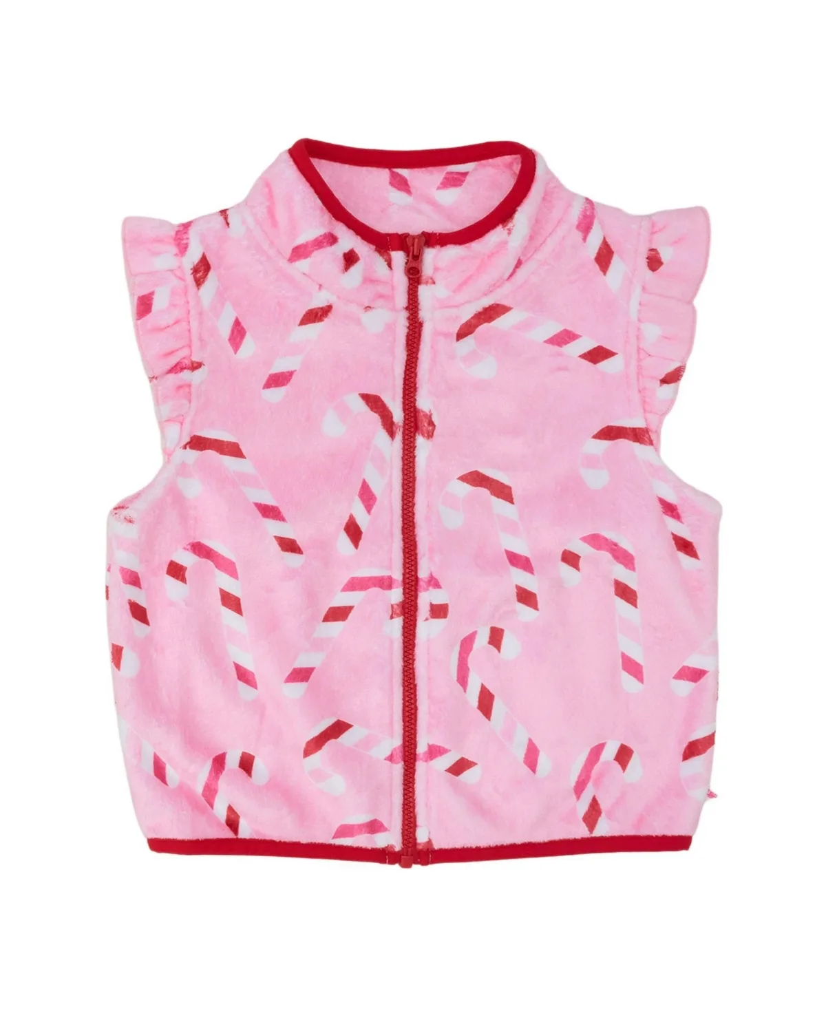 Quarter-Zip Ruffle Mock-Neck Fleece Vest by Rufflebutts