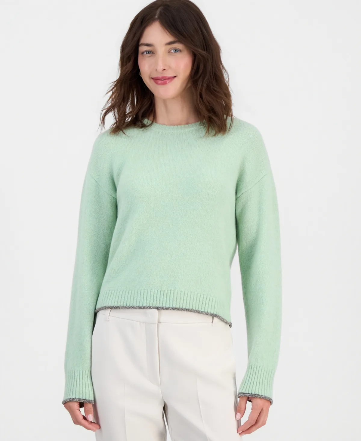 Emmtenente Lurex-Embellished Wool-Blend Loose-Fit Crewneck Sweater by Emme Marella