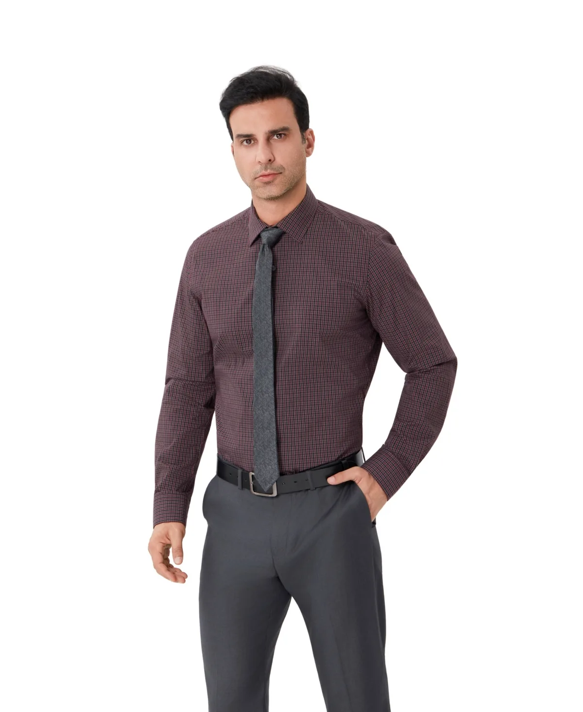 Checked Slim-Fit Dress Shirt by Bar III