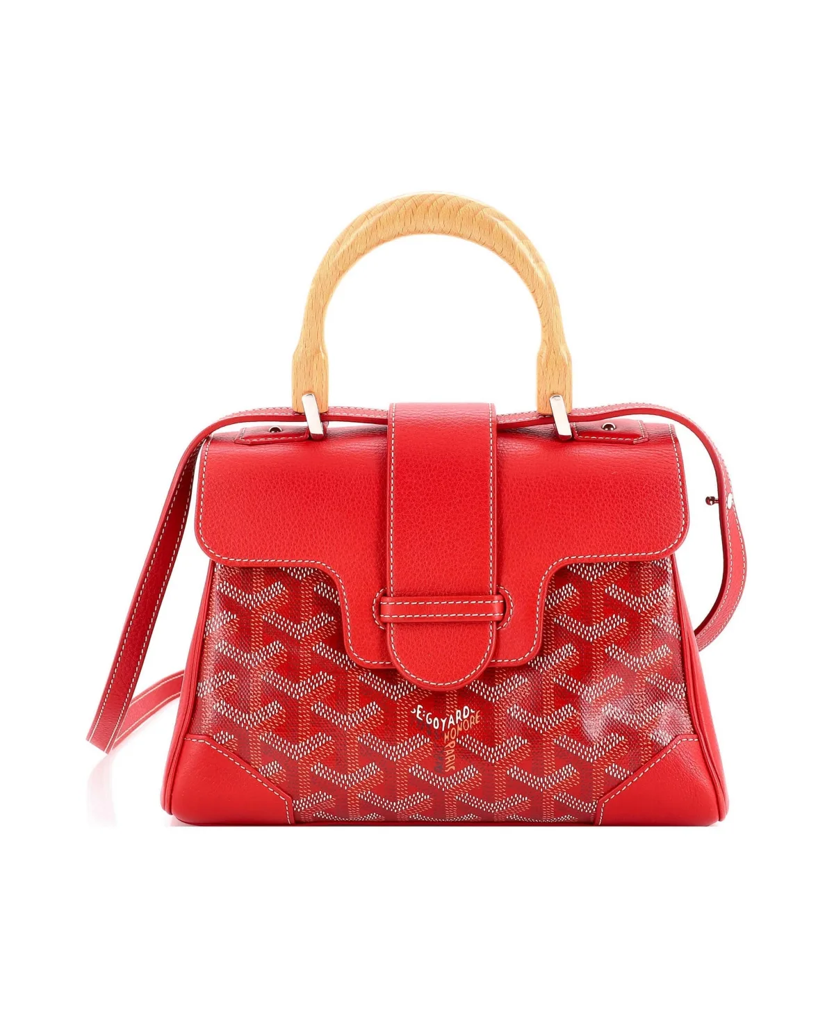Pre-Owned Goyard Mini Saigon Top Handle Bag Coated Canvas with Leather by Pre Owned Goyard