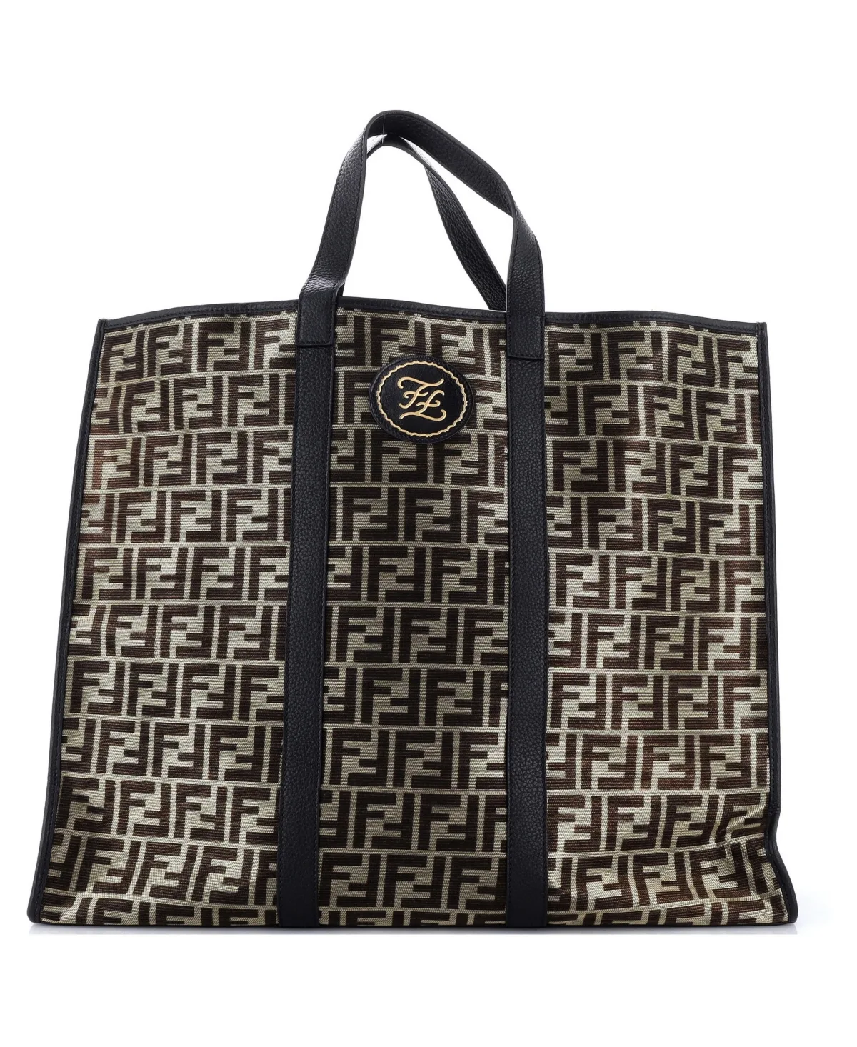 Pre-Owned Fendi Large Karligraphy Tote Metallic Zucca Canvas by FENDI