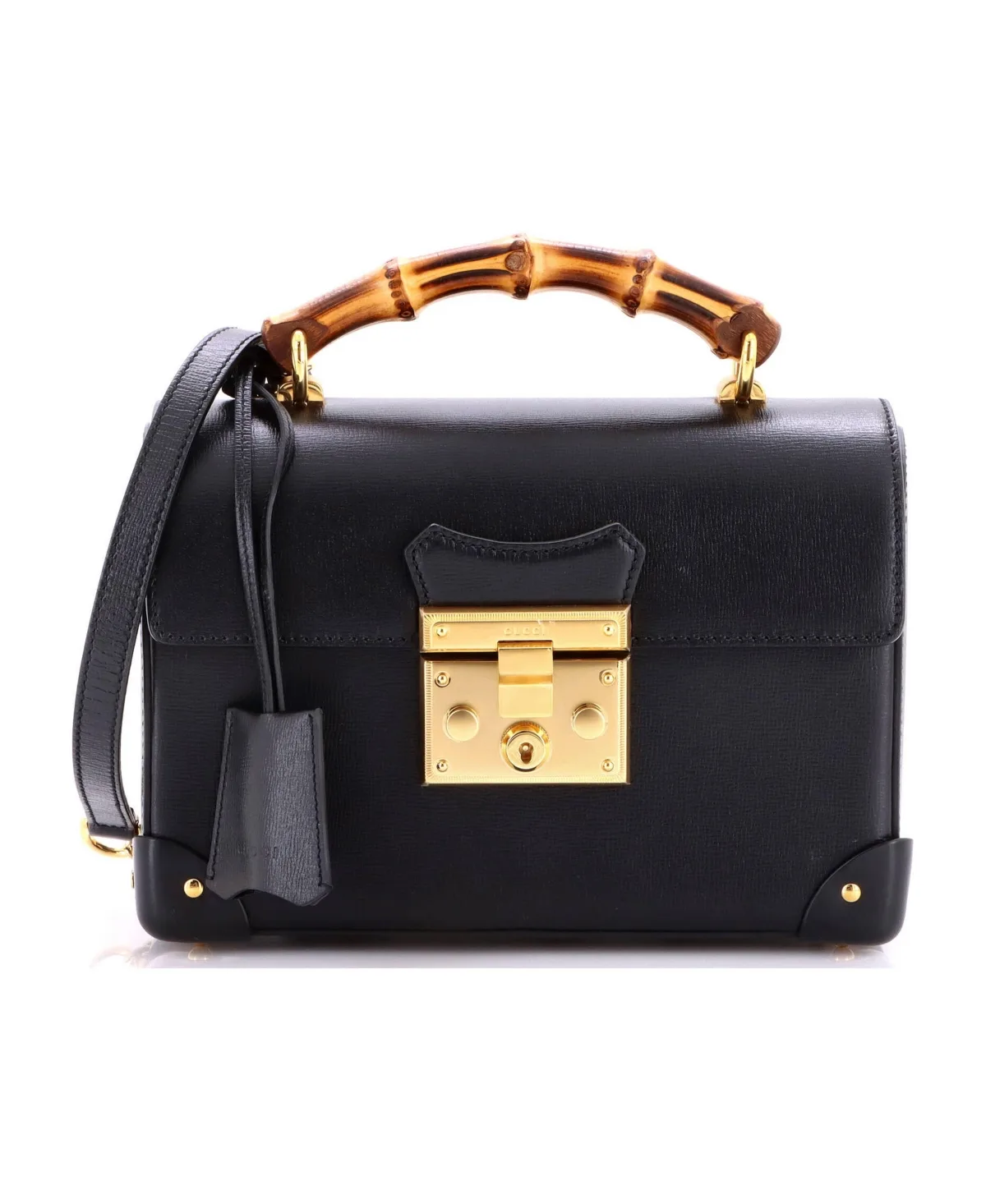 Pre-Owned Gucci Small Padlock Bamboo Shoulder Bag Leather by Gucci
