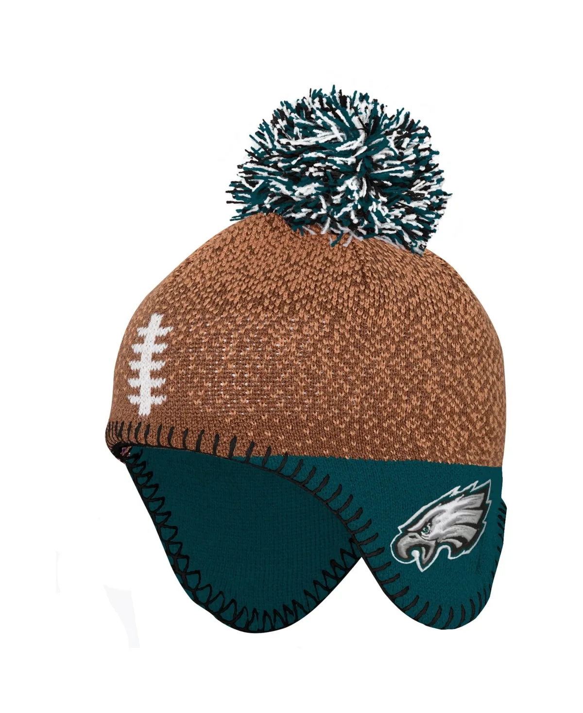 Philadelphia Eagles Football Head Knit Pom Hat by Outerstuff