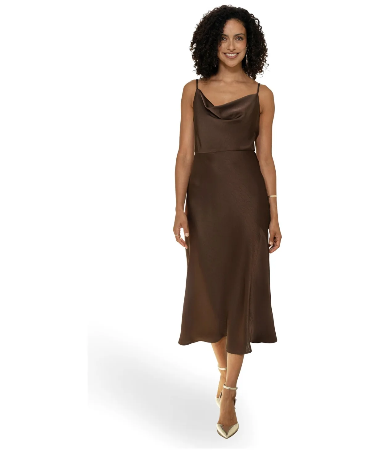 Satin Cowl Neck Midi Slip Dress by Yumi