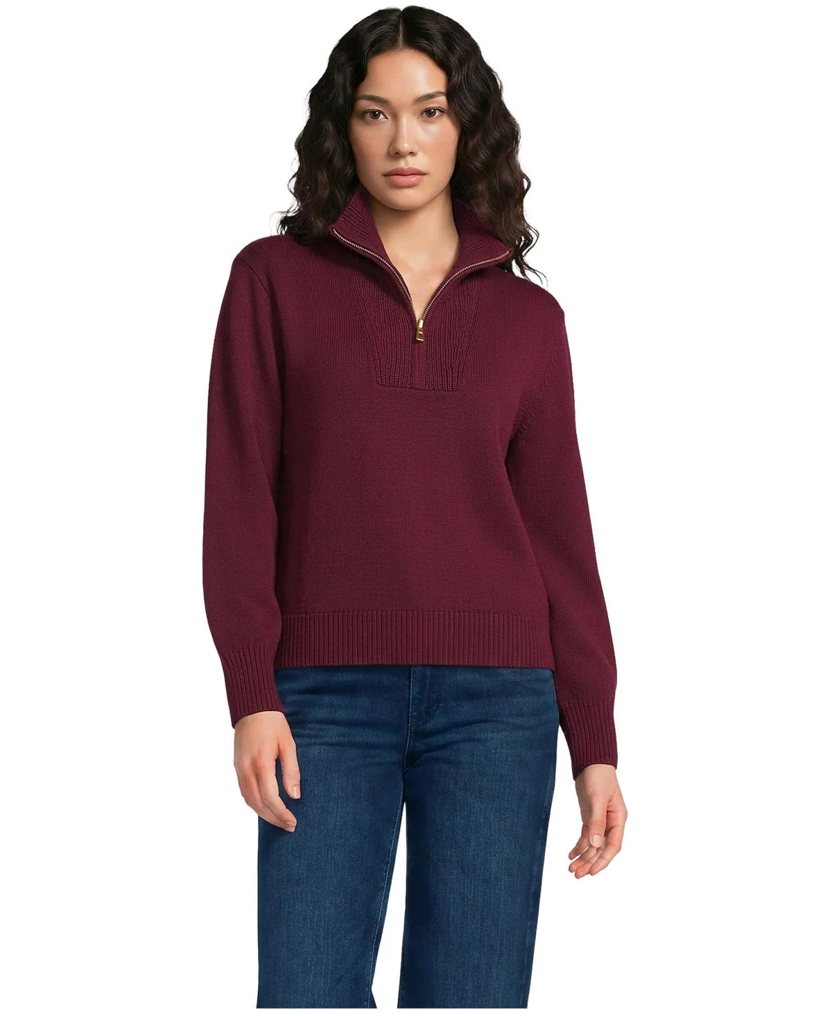 Drifter Slim Quarter-Zip Drop-Shoulder Pullover by Lands' End