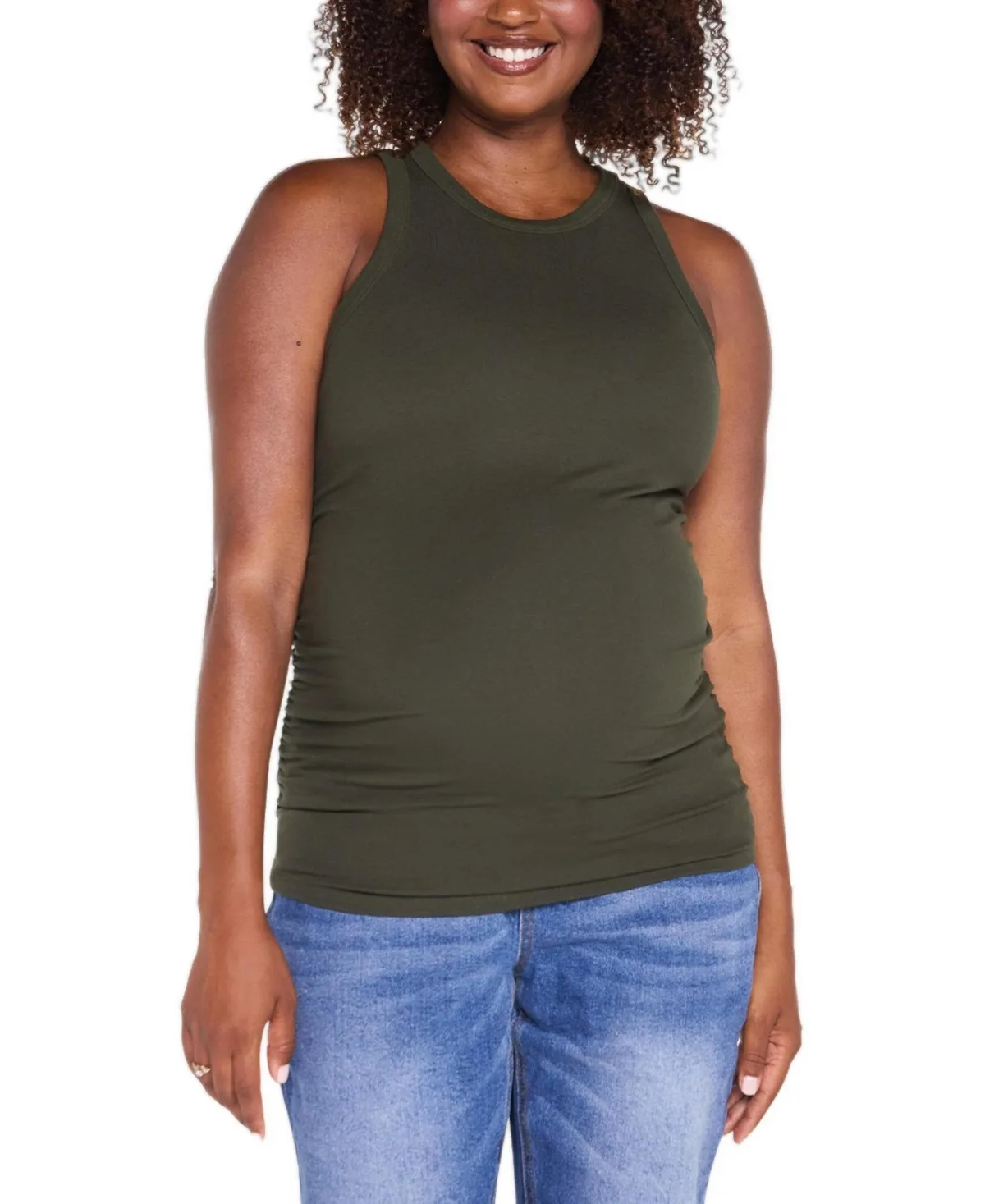 Maternity Crew Neck Side Ruched Tank by Motherhood Maternity