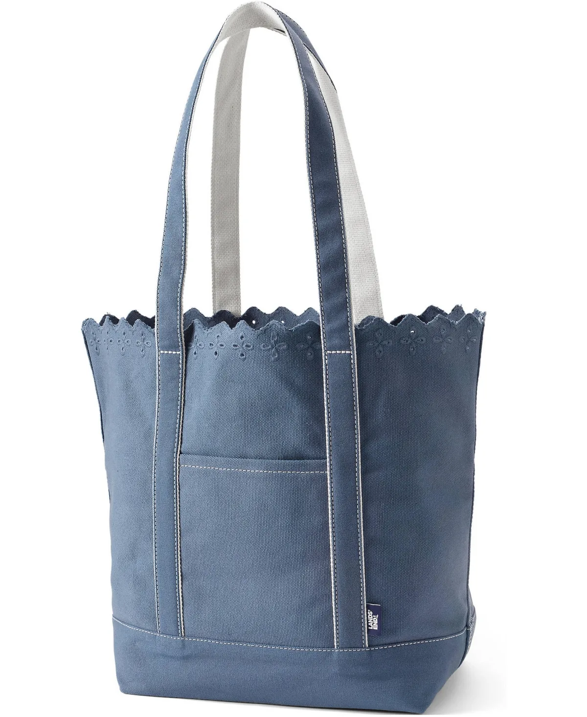 Large Eyelet Canvas Long Handle Open Top Tote by Lands' End