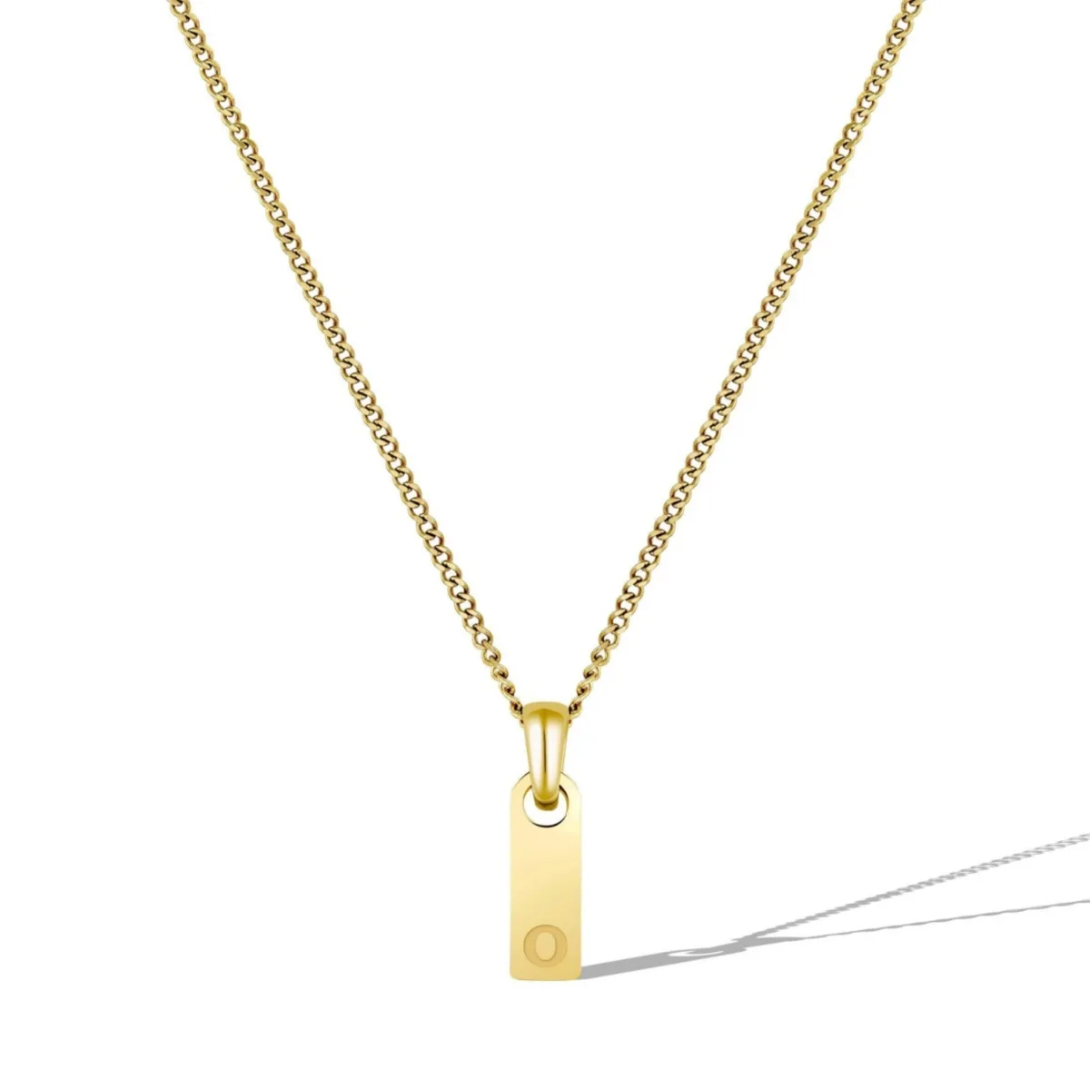 Gold Initial Tag Necklace - O by Vincero