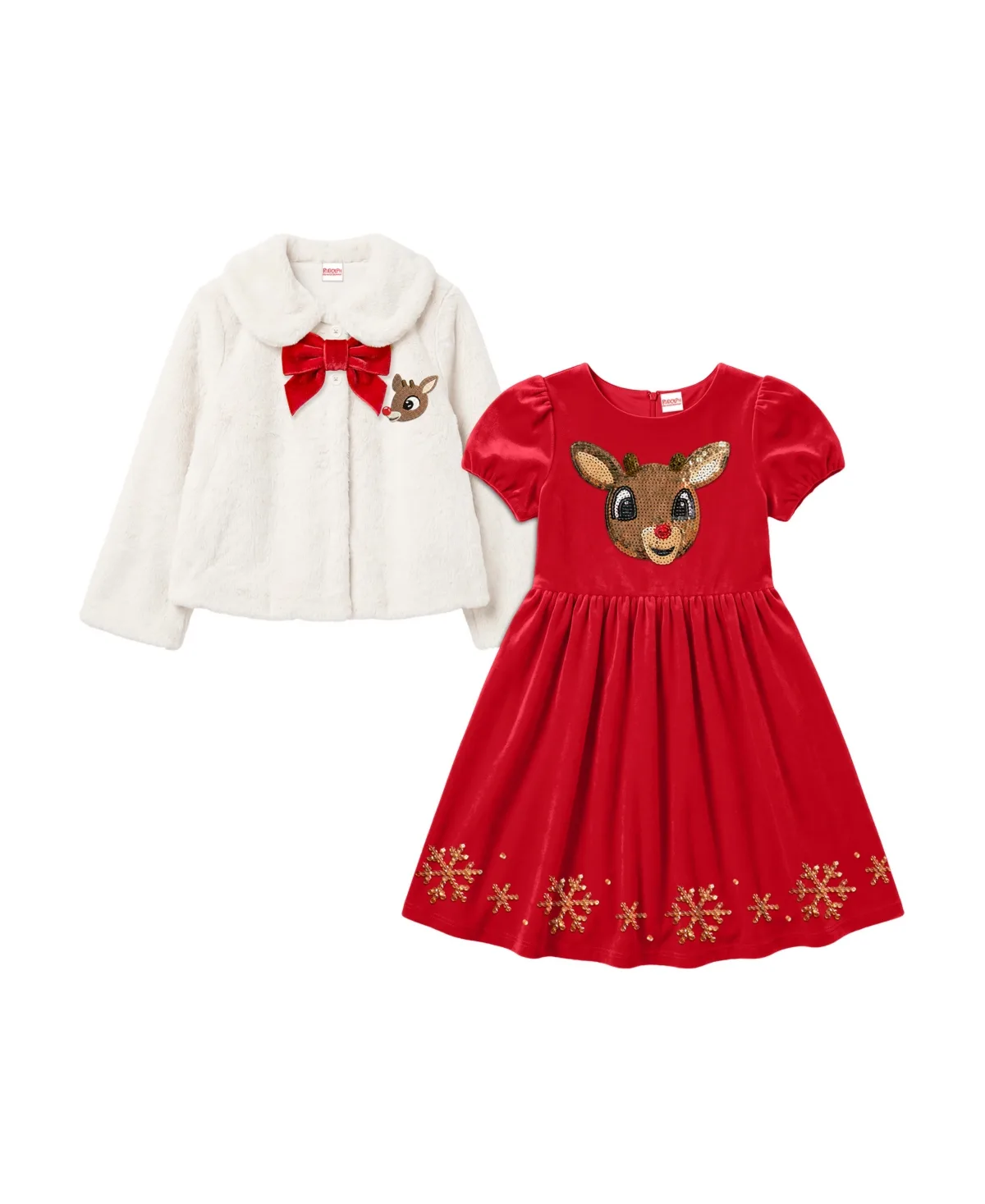 Rudolph Holiday Sequin Jacket and Dress, 2-Piece Set by Kate Mack