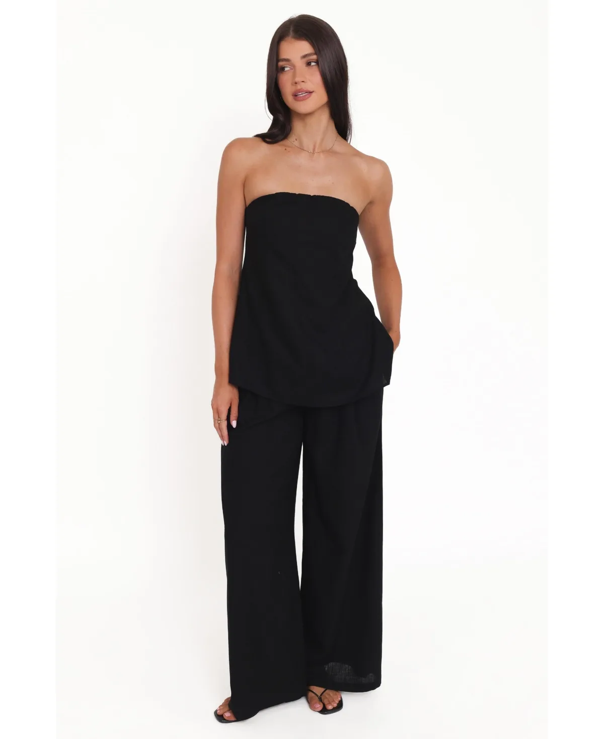 Arles High-Rise Wide-Leg Front-Pleat Pants by Petal and Pup