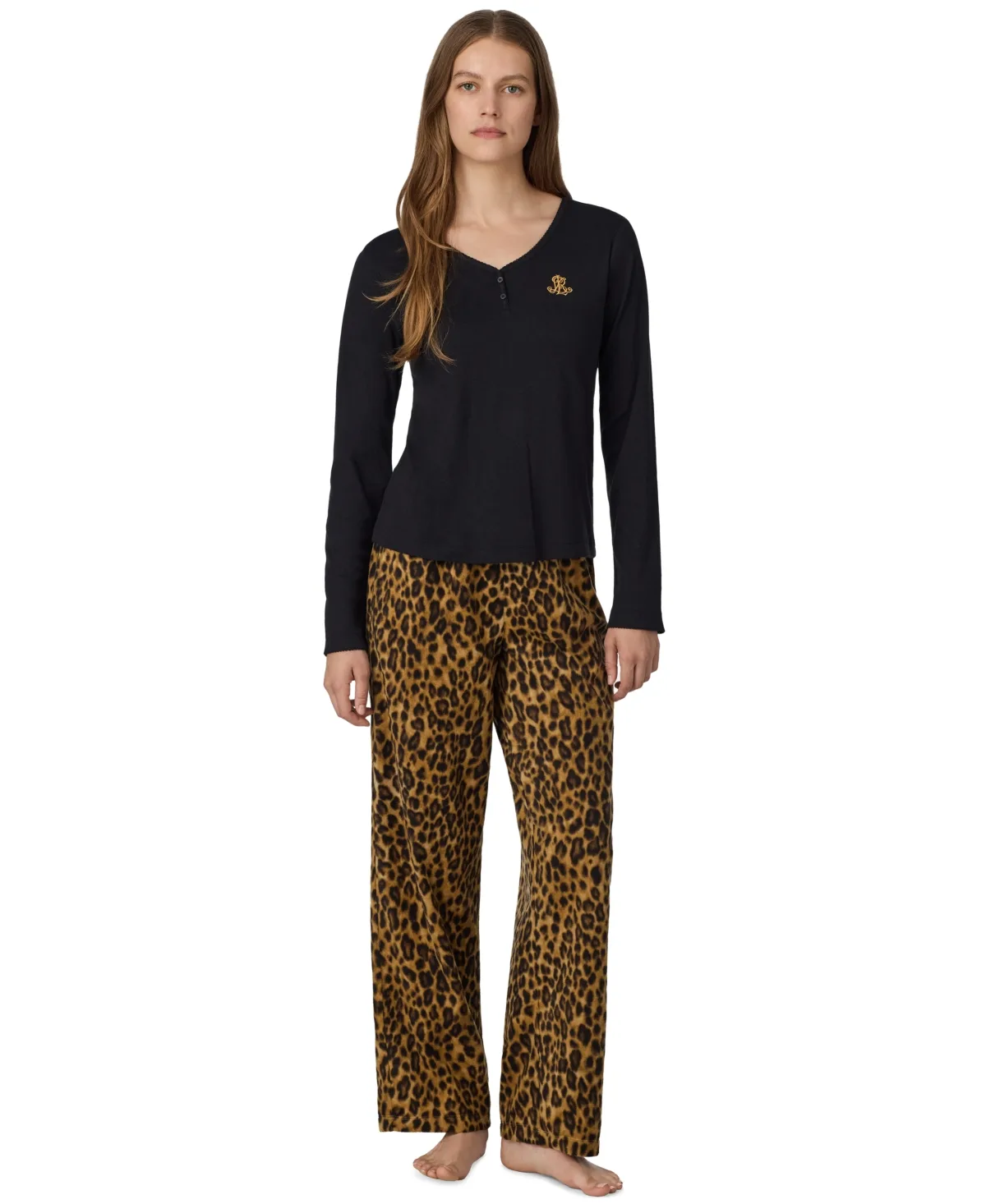 Long-Sleeve Notch-Collar Fleece Top and Pants, 2-Piece Set by Ralph Lauren