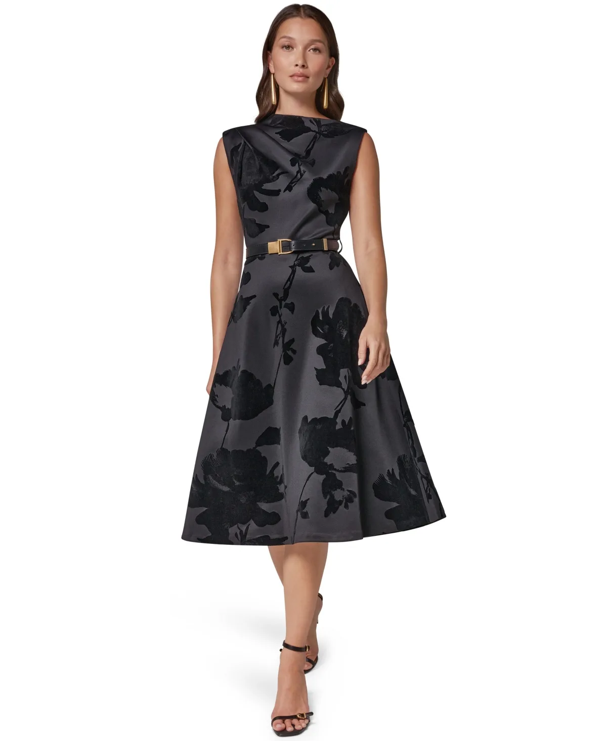Floral-Print Sleeveless Fit & Flare Dress by Donna Karan New York