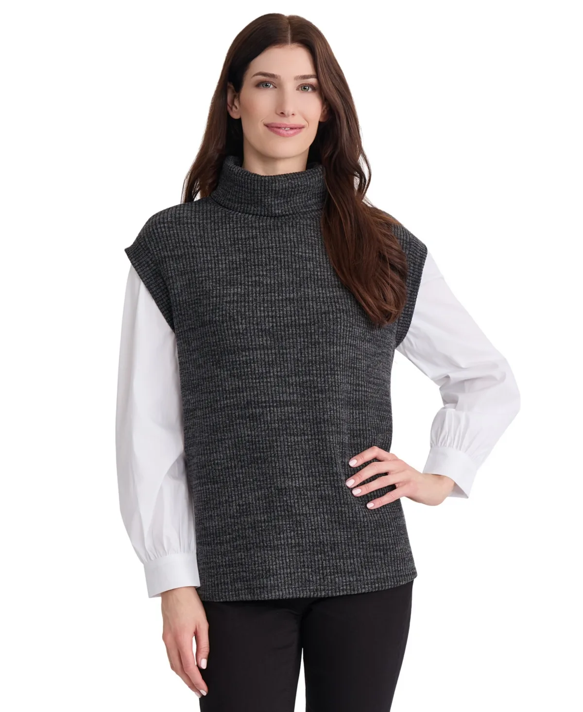 Twofer Turtleneck Long-Sleeve Sweater by Jones New York