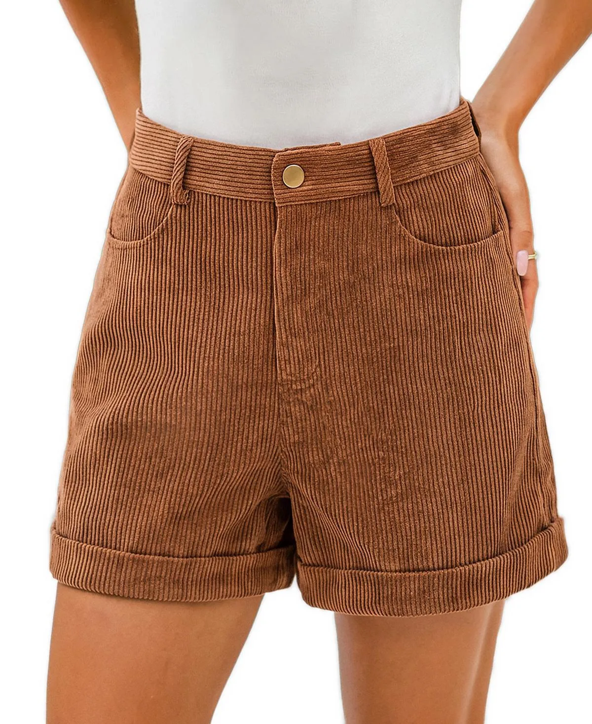 Vintage Soul High-Waisted Wide-Leg Corduroy Shorts, 16" Inseam by Cupshe