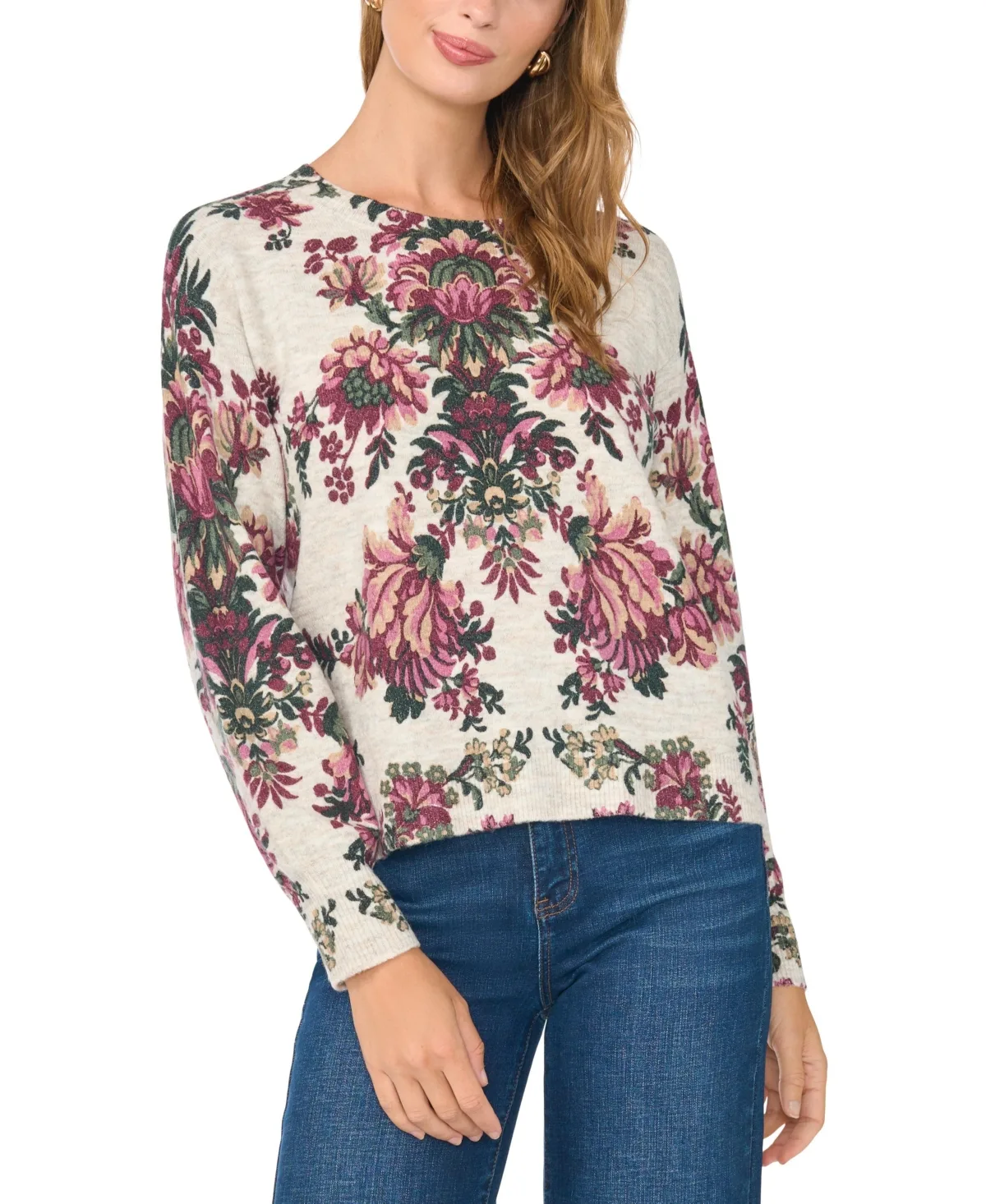 Long-Sleeve Floral Sweater by Vince Camuto
