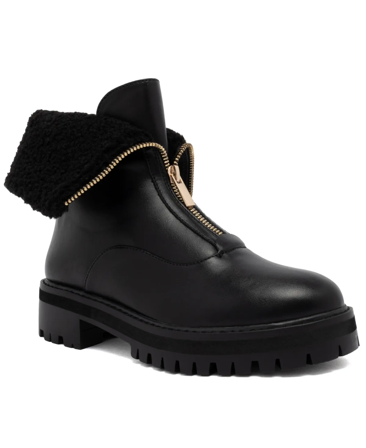 Cadann Block Heel Lug Sole Ankle Booties by Sugar