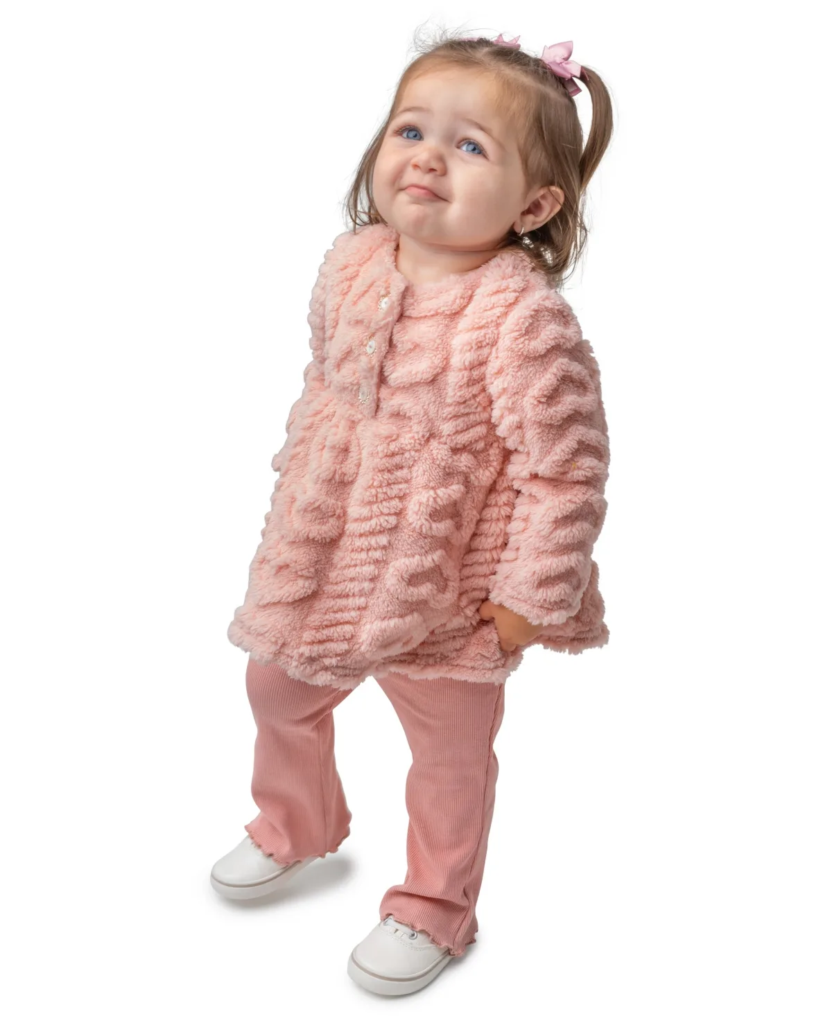 Sherpa Long-Sleeve Top and Flared Leggings, 2-Piece Set by Rare Editions