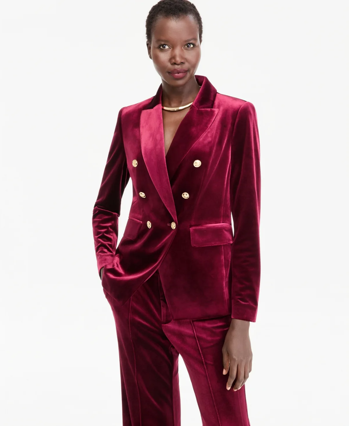 Velvet Double-Breasted Blazer by INC International Concepts