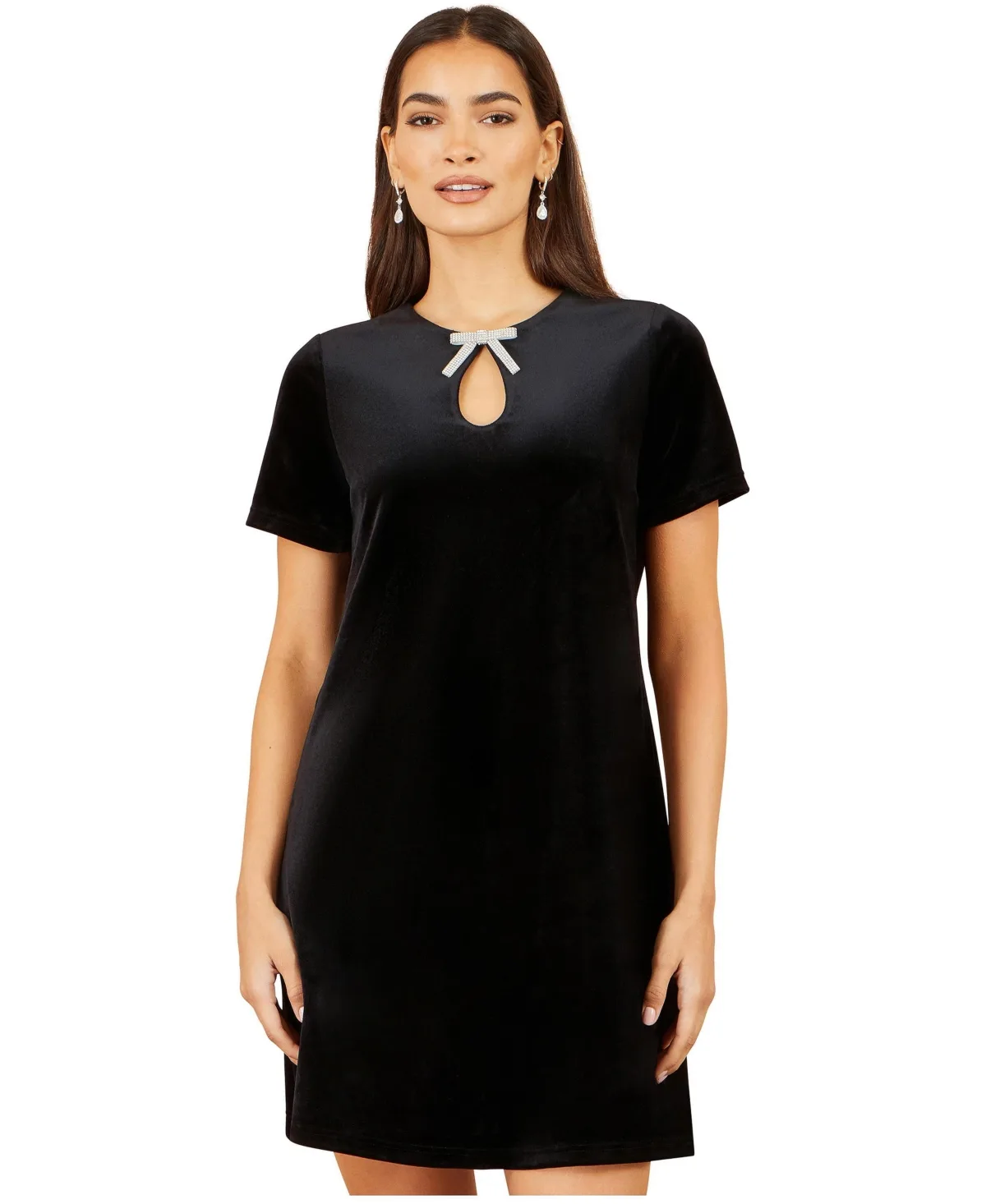 Velvet Tunic with Diamante Bow Collar by Yumi