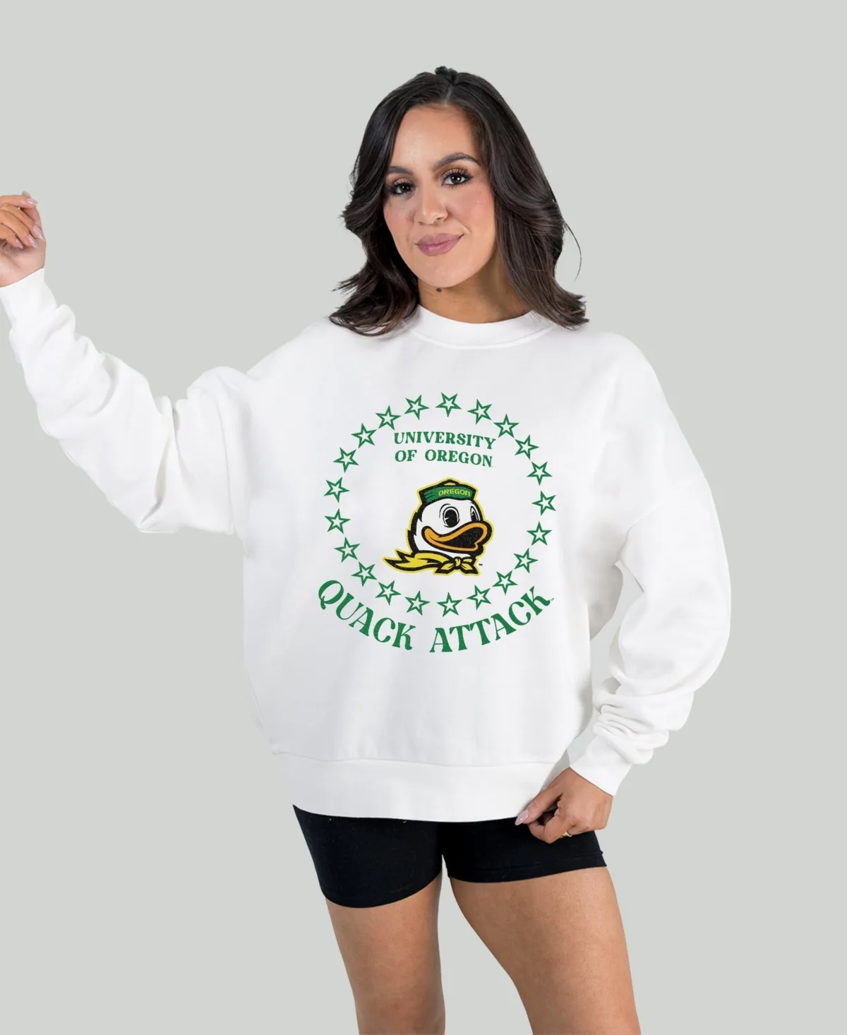 Oregon Ducks Stars Premium Fleece Drop Pullover Sweatshirt by Gameday Couture