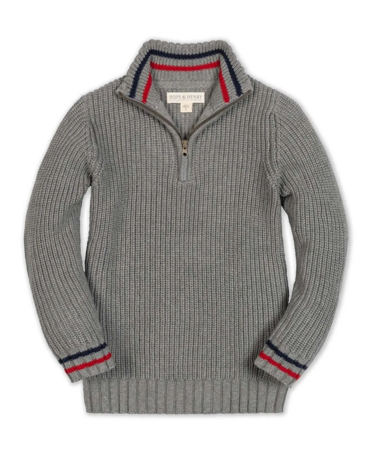 Cardigan Stitch Organic Cotton Mock-Neck Half-Zip Sweater by Hope & Henry