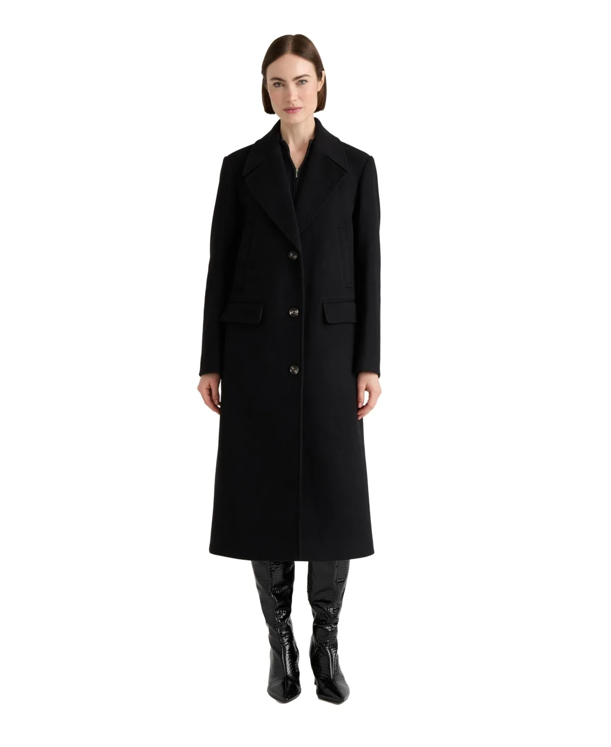 Faux Wool Longline Single Breasted Coat by Nvlt