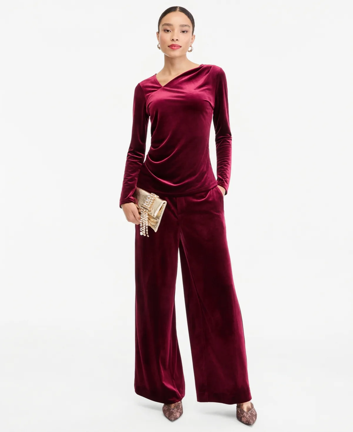 Pull-On Velvet Wide-Leg Pants by INC International Concepts