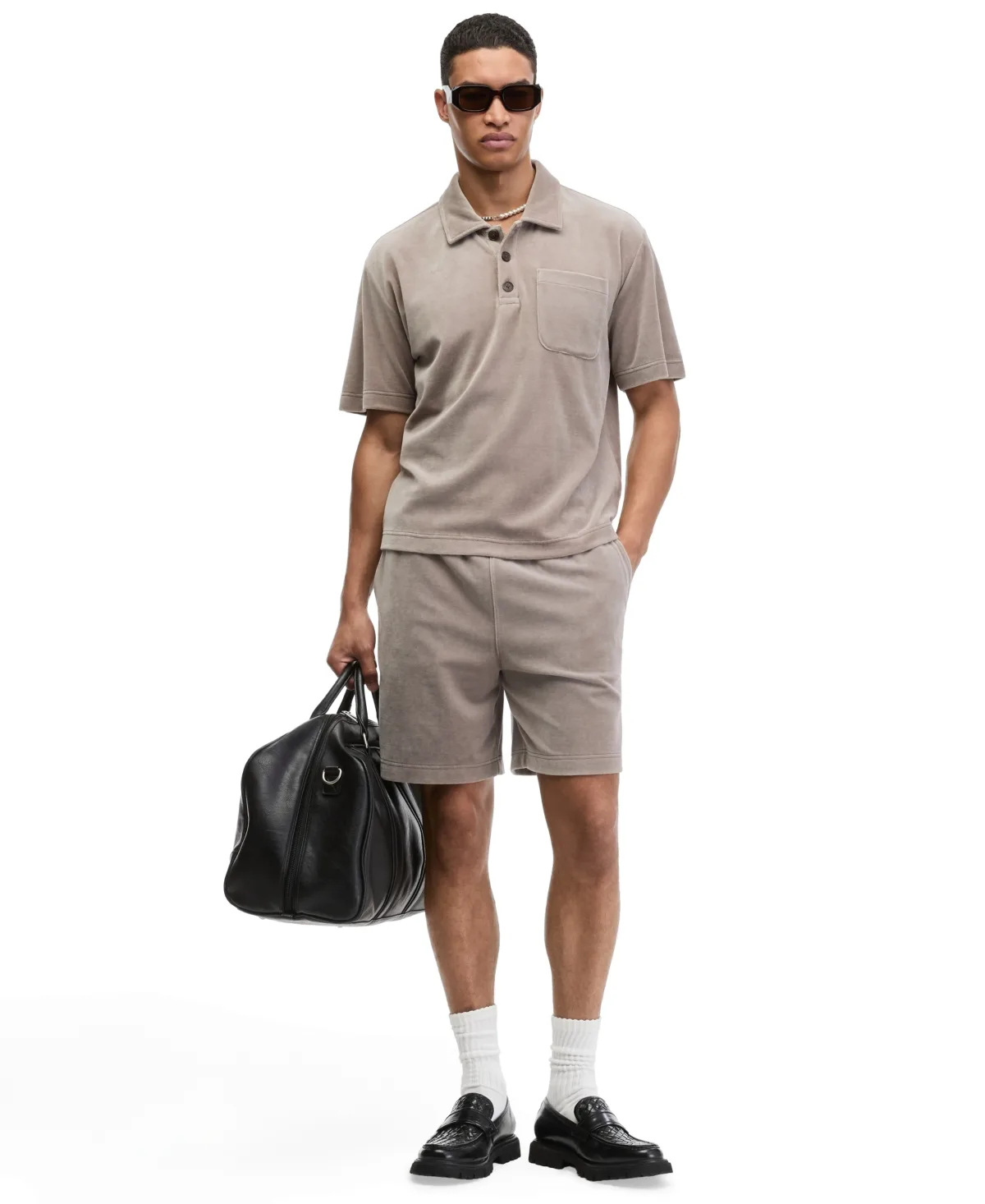 Velour Pull-On Shorts, 7" Inseam by Mode of One