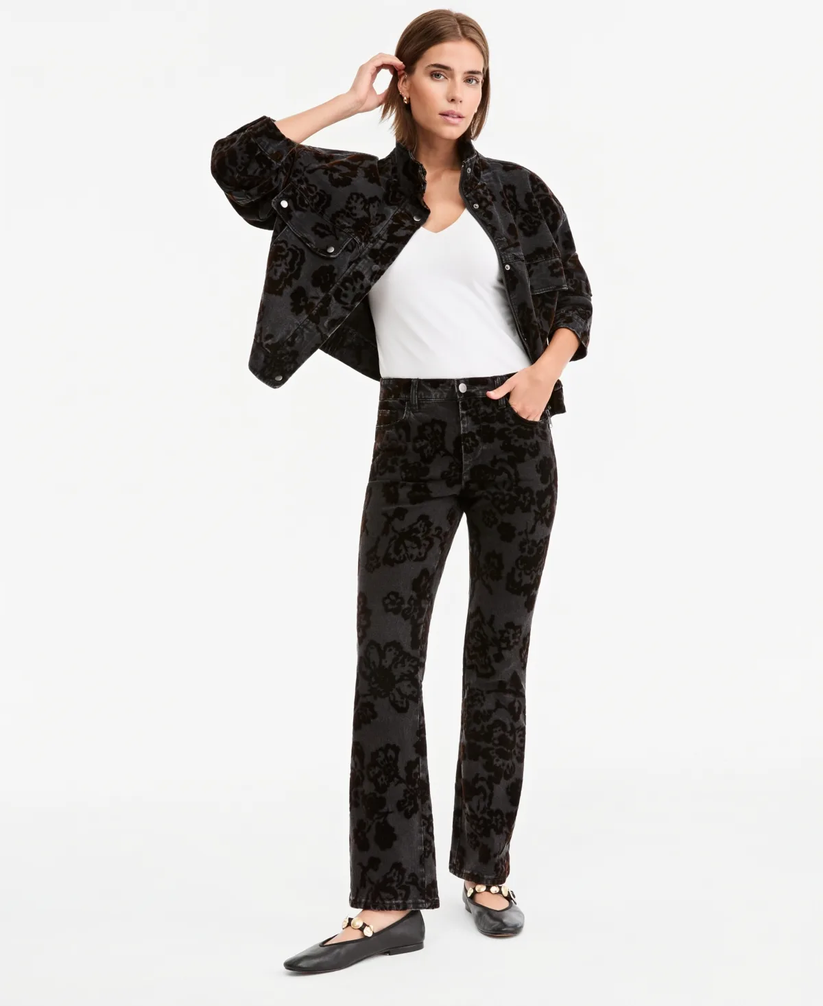 Flocked Flare-Leg High-Rise Jeans by And Now This