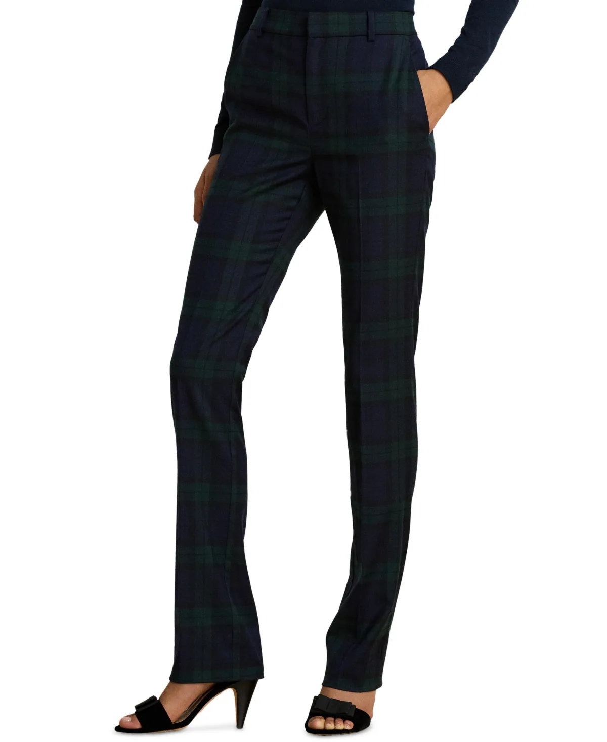 Lauren Ralph Lauren Black Watch Plaid Twill Straight Pants by Ralph Lauren