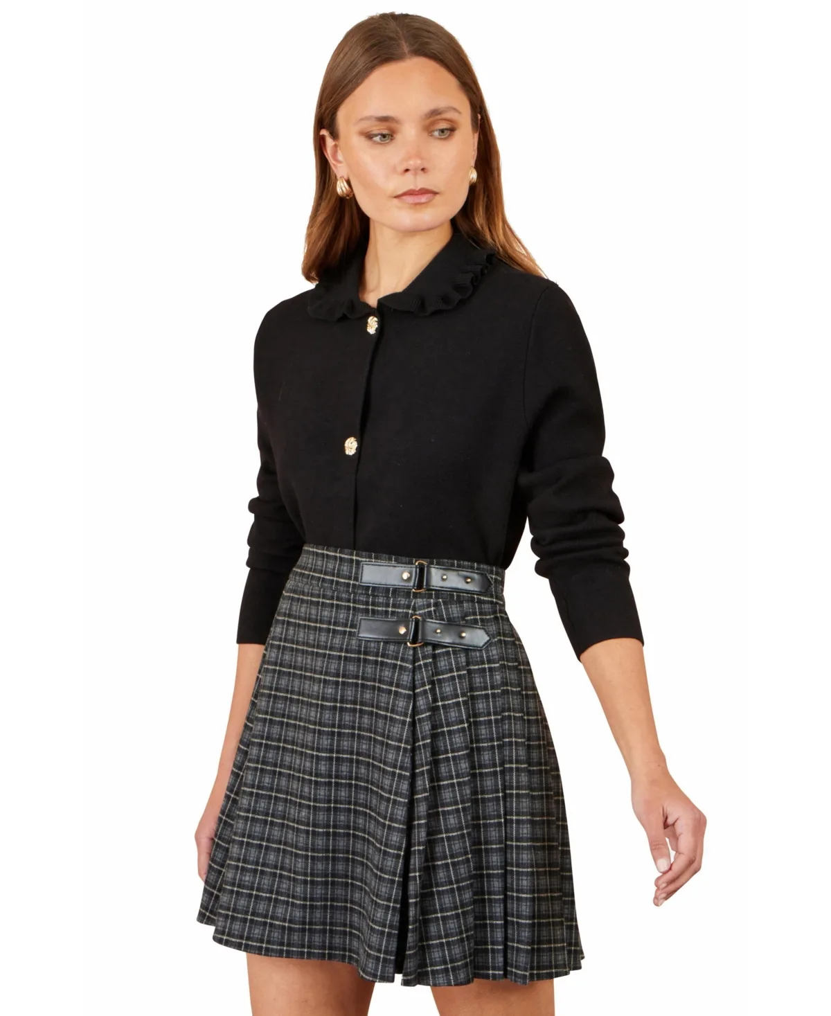 High Waist Pleated Mini Skirt by Yumi