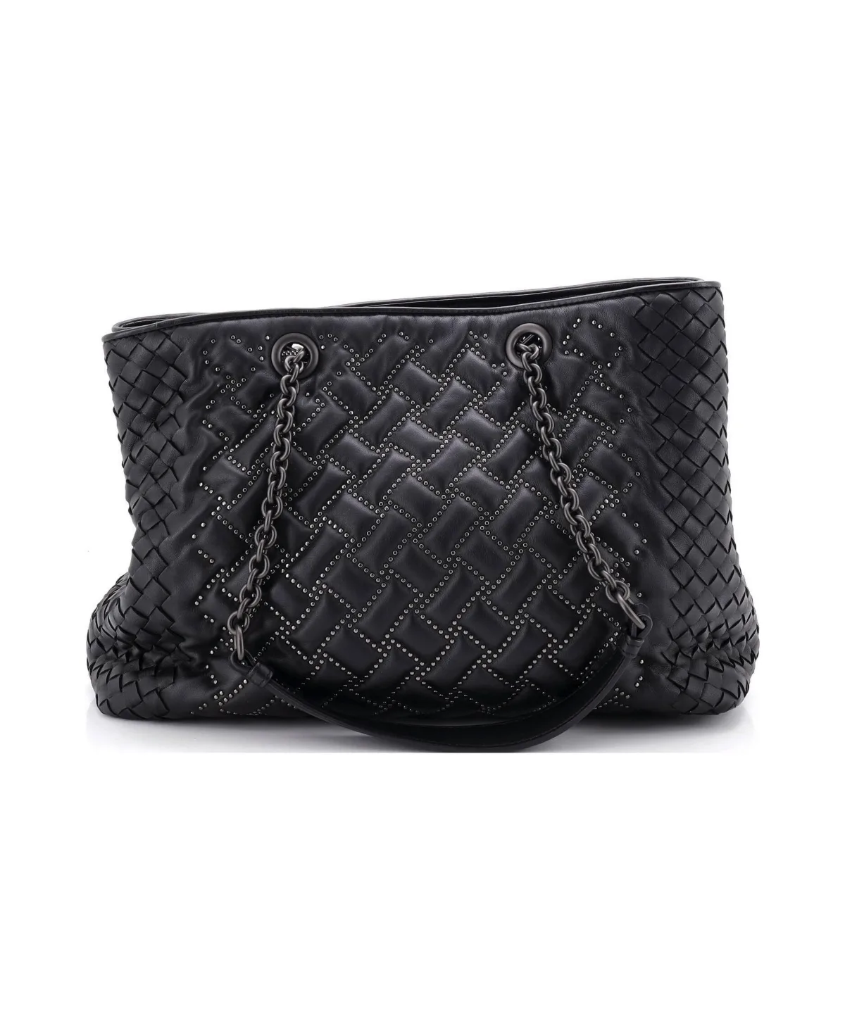 Pre-Owned Bottega Veneta Large Double Chain Tote Studded Intrecciato Nappa by Bottega Veneta