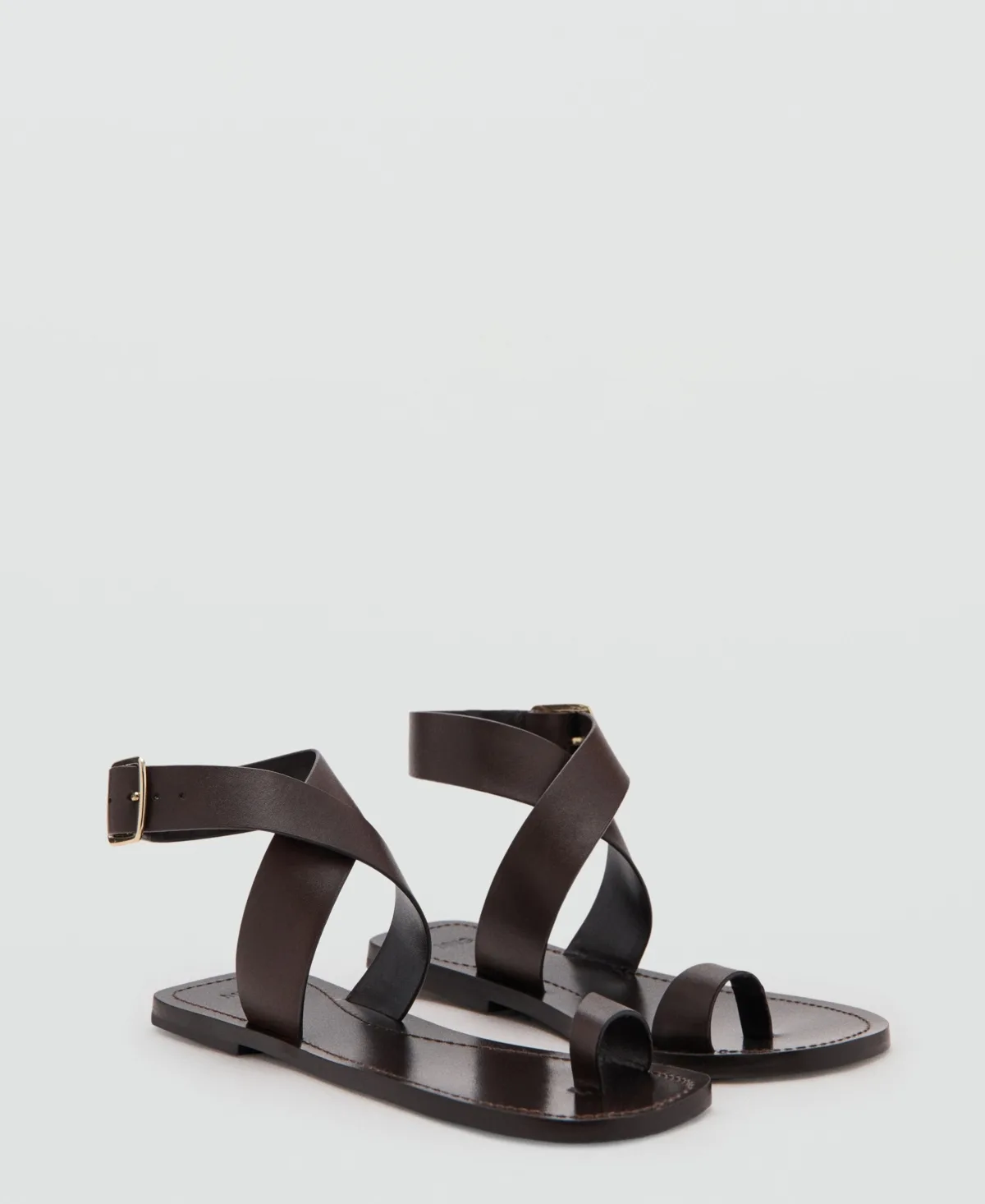 Flat Leather Sandals by Mango