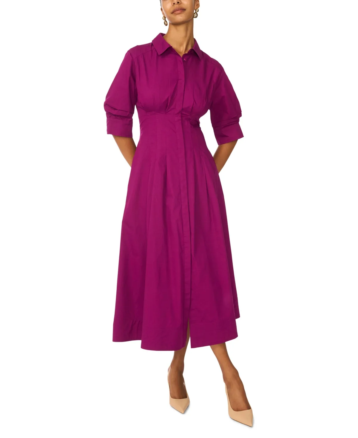 Collared Neck Shirt Dress