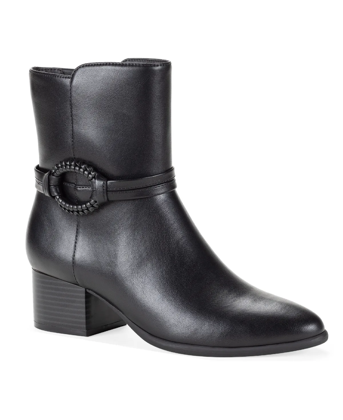 Faux Leather Block-Heel Almond-Toe Ankle Boots by Style & Co