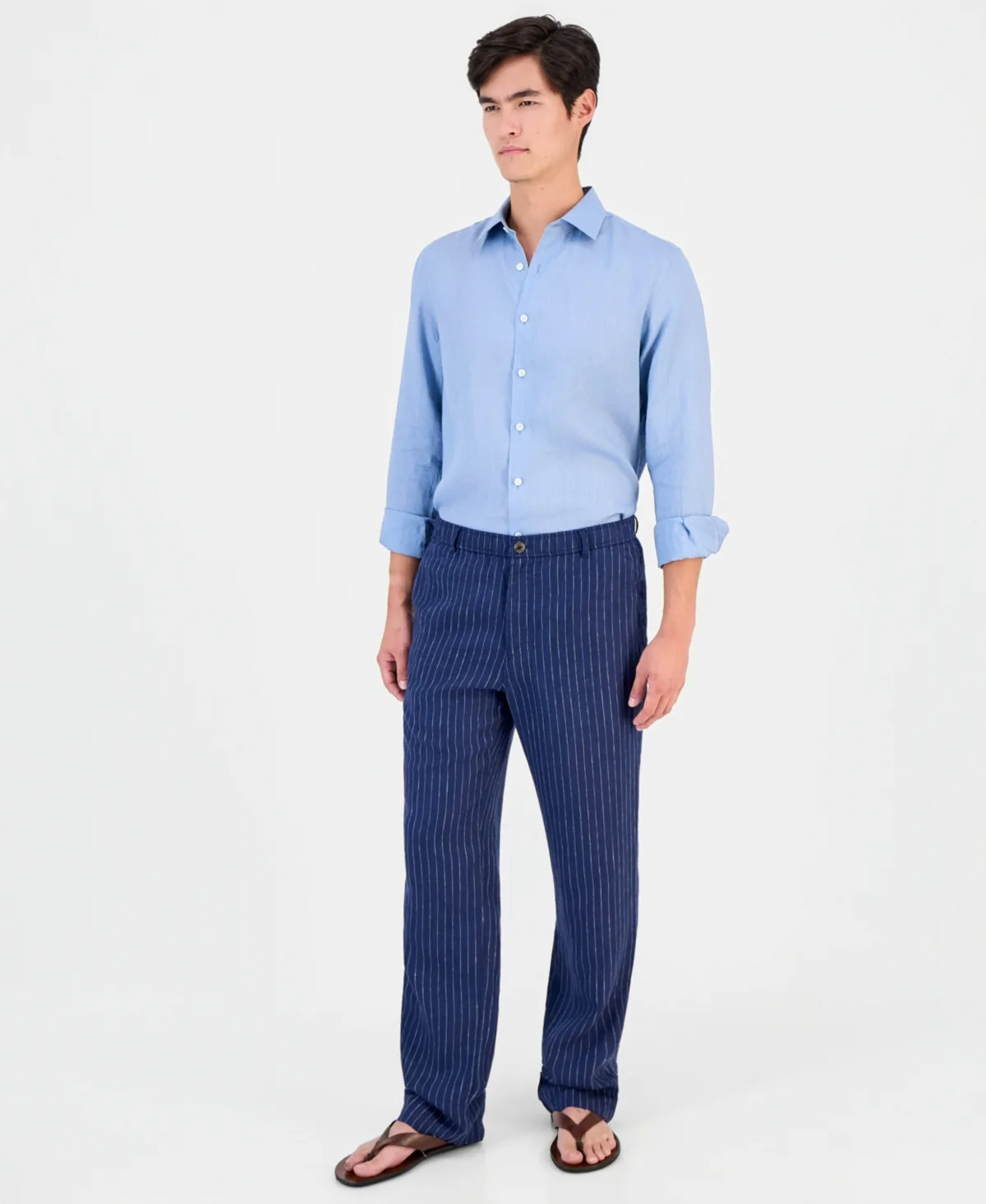 Pinstripe Drawcord Linen Pants by Club Room
