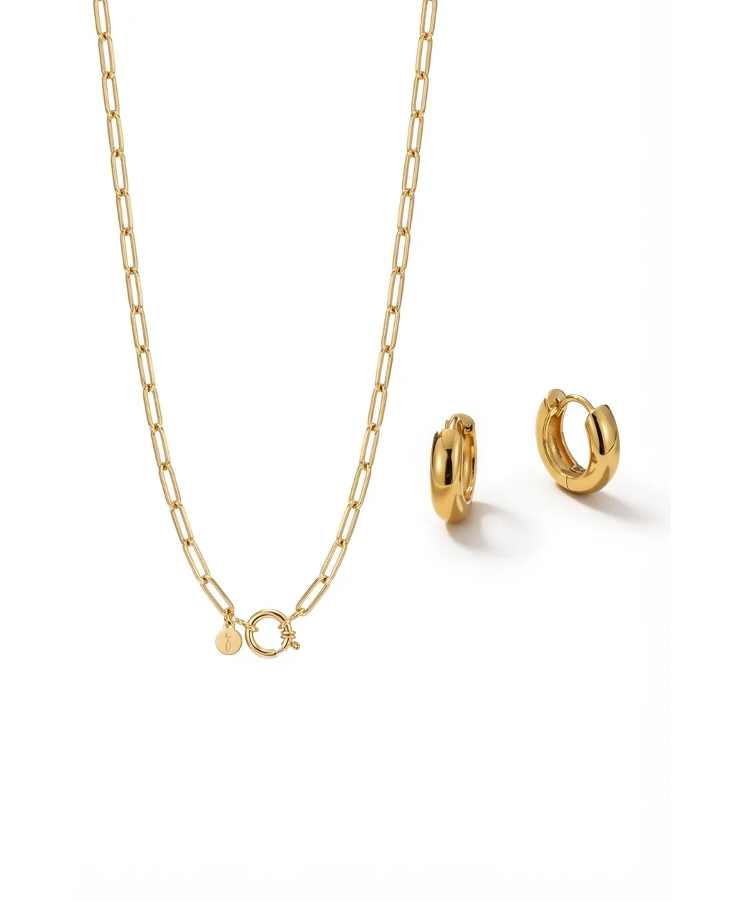 Elaine Chain Necklace and Antoni Huggie Hoop Earrings, 2-Piece Set by Joey Baby