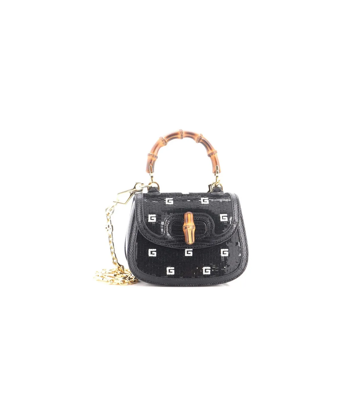 Pre-Owned Gucci Mini Bamboo 1947 Top Handle Bag Crystal Gg Embellished Fabric by Gucci