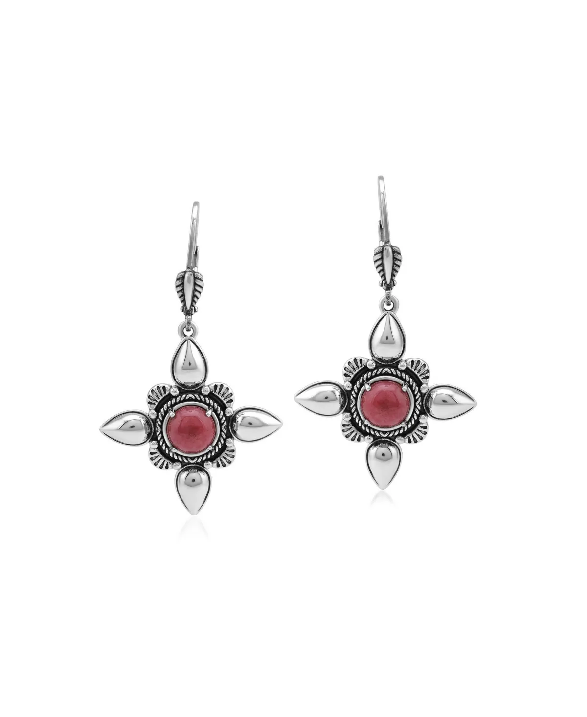 Compass Star Dangle Earrings in Sterling Silver by American West Jewelry