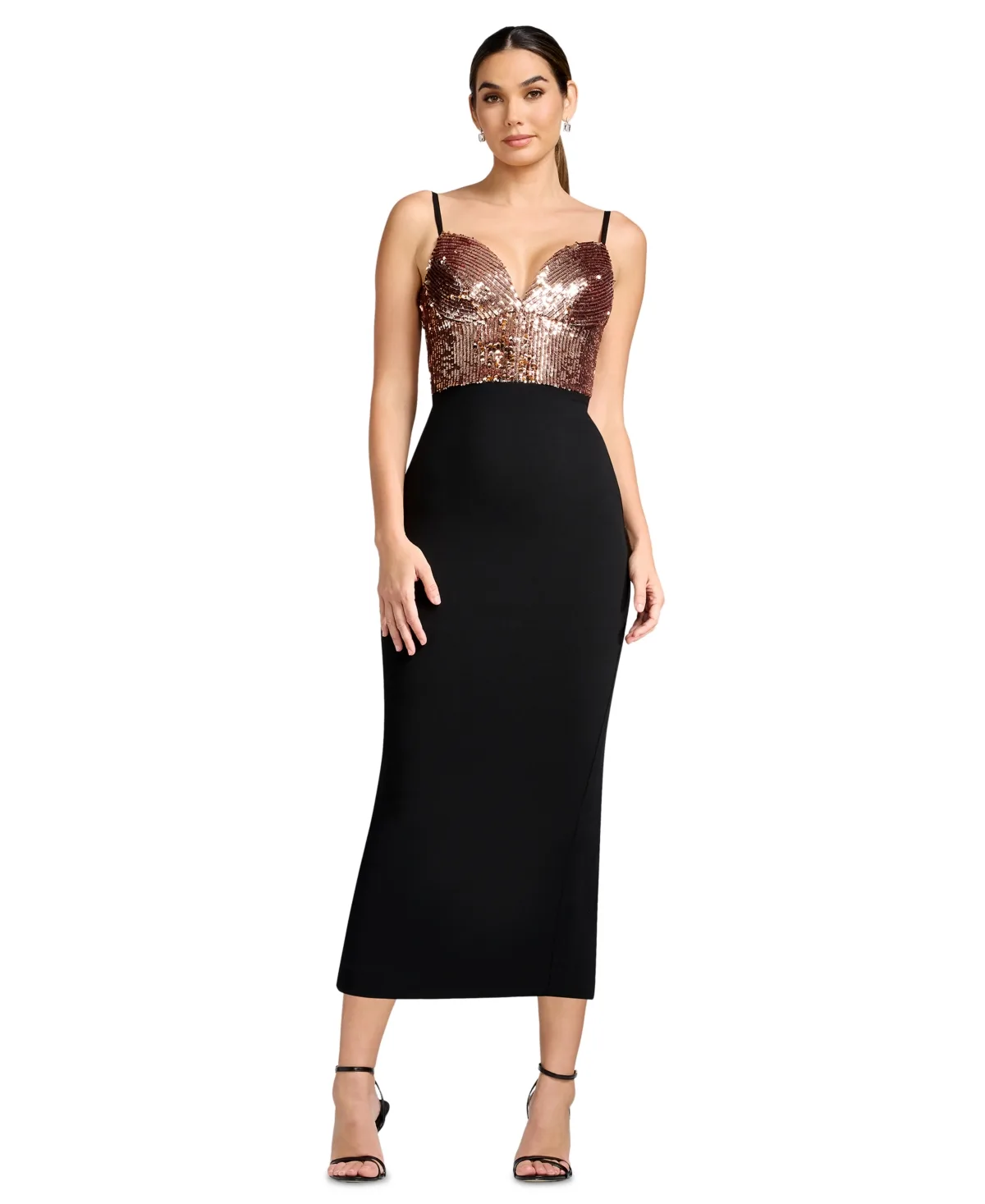 Elana Sequin Tea-Length Sweetheart Dress by Dress the Population