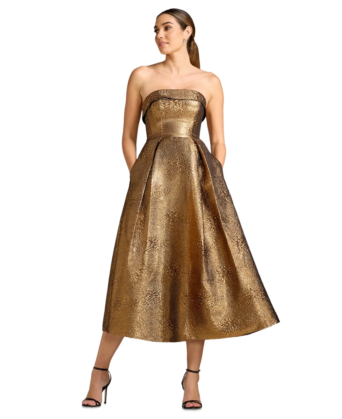 Mika Strapless Fit & Flare Tea Length Dress