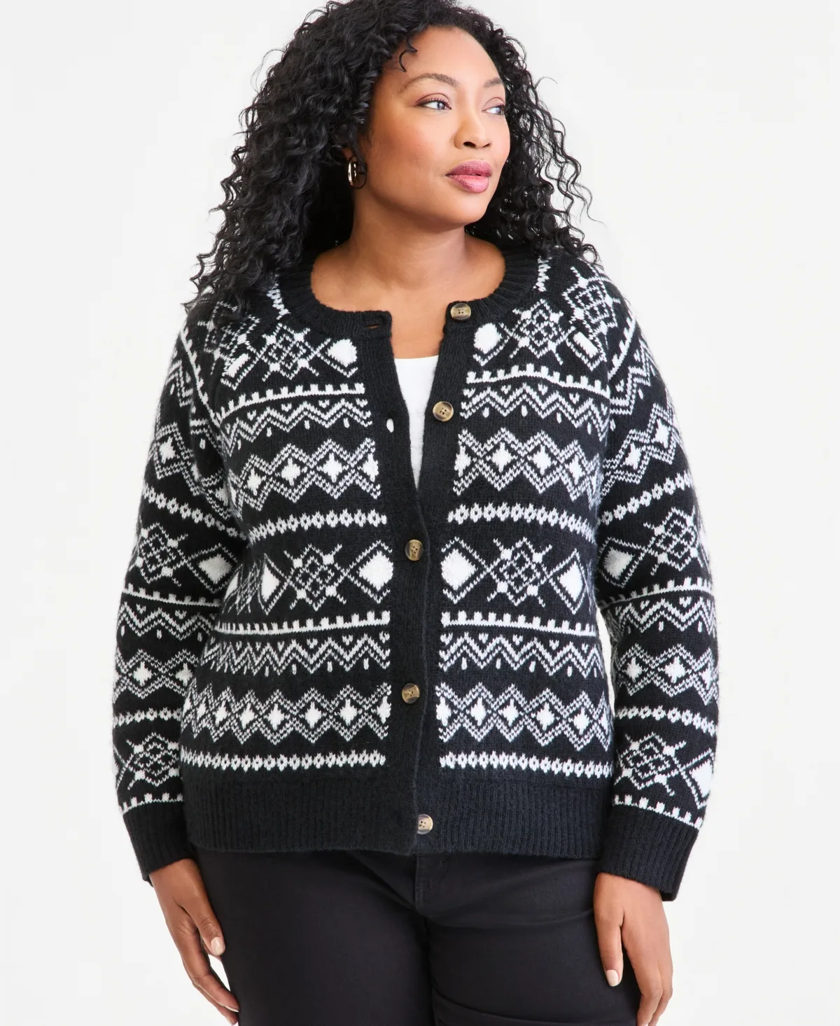 Fair Isle Crewneck Cardigan