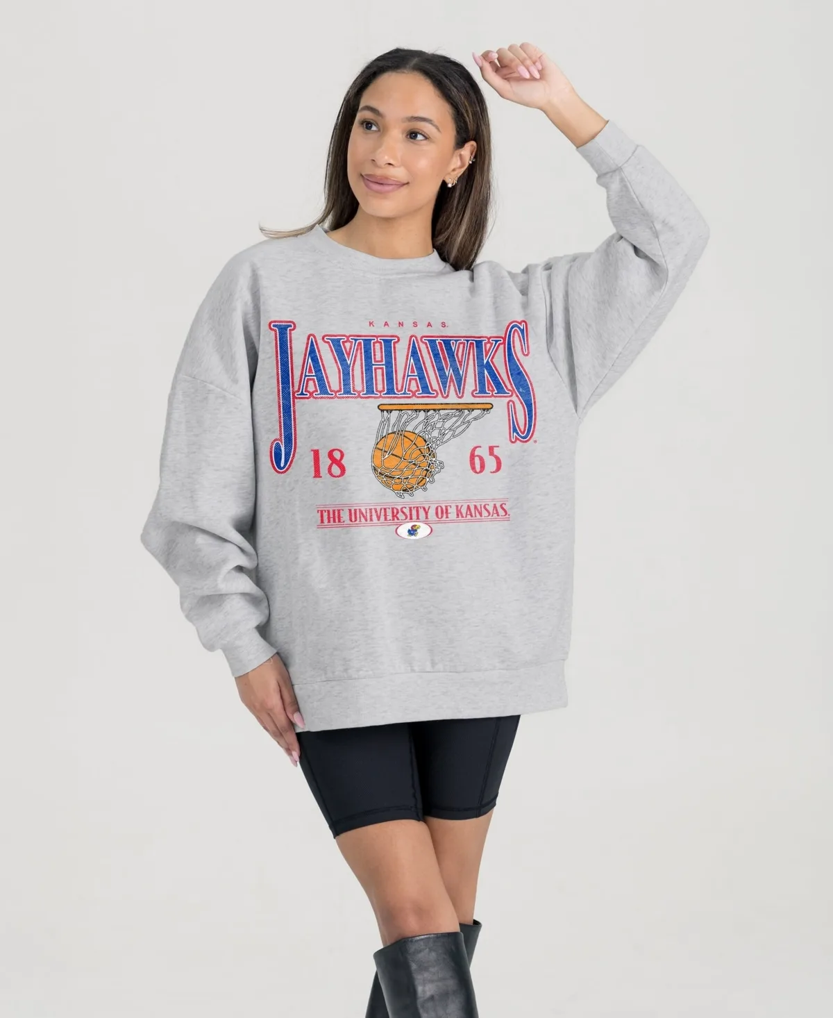 Kansas Jayhawks Basketball Premium Fleece Drop Pullover Sweatshirt by Gameday Couture