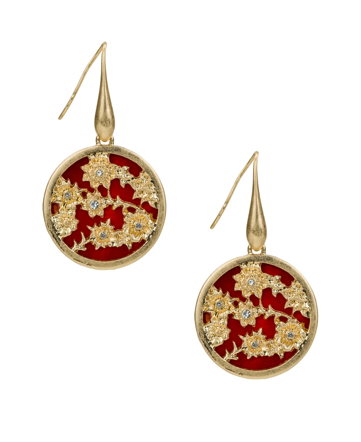 Crystal Gold-Tone Round Wire Drop Earrings by Patricia Nash