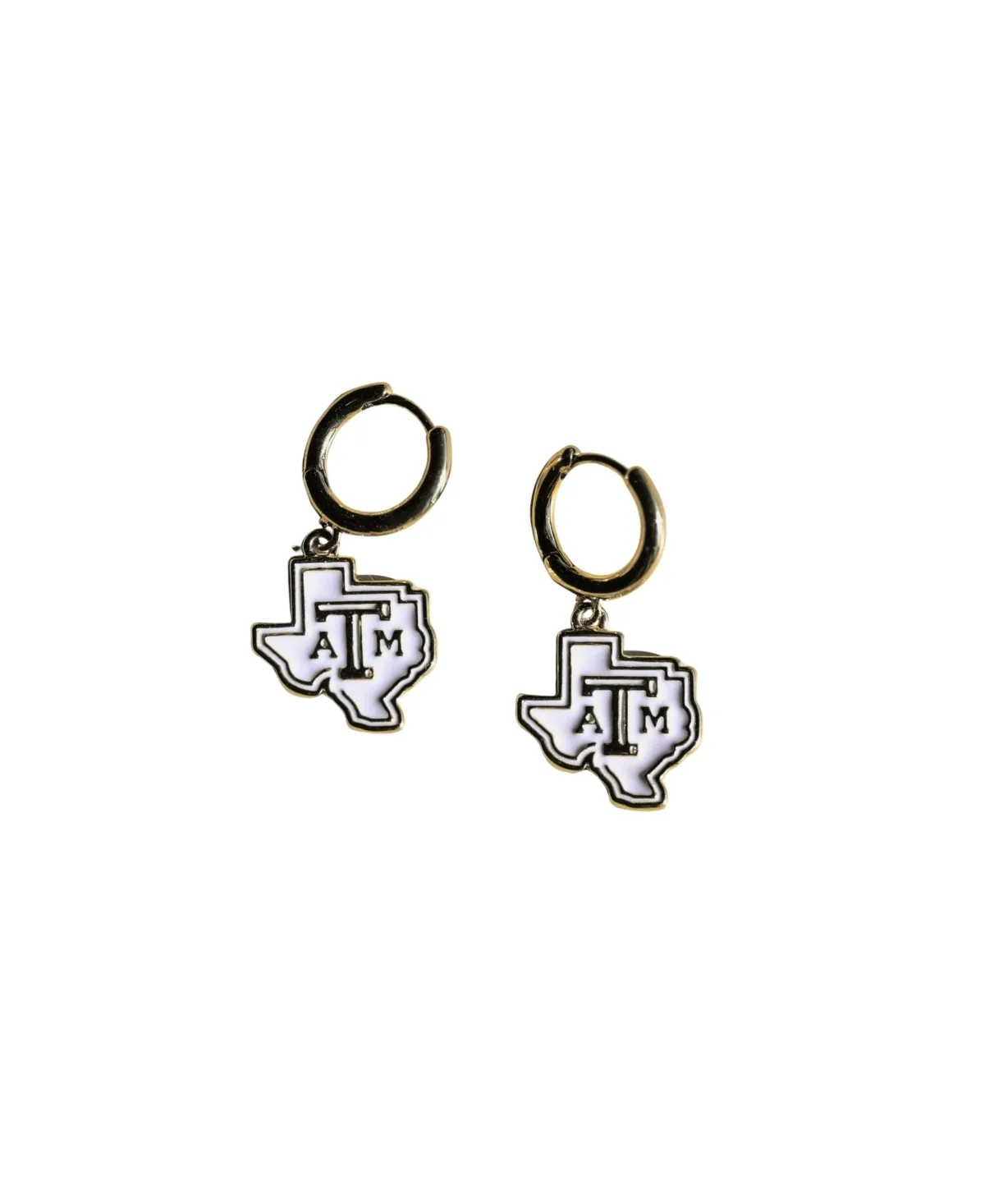 Texas A&M University Gold-Tone Enamel Huggie Earrings by Nickel & Suede